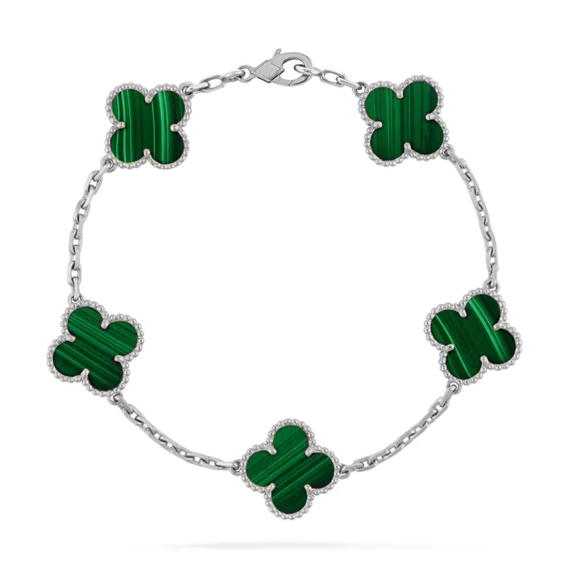 Green Clover Silver Bracelet