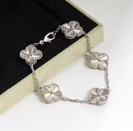 Green Clover Silver Bracelet