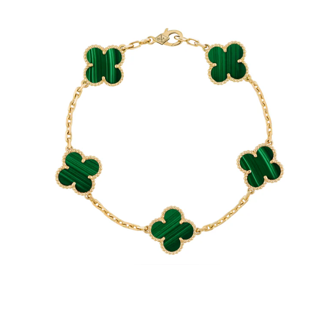 925 Sterling Silver Green Clover Bracelet