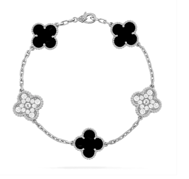 Green Clover Silver Bracelet