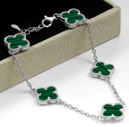 Black Clover Silver Plated Bracelet
