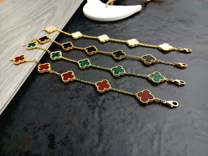 Green Clover Silver Bracelet