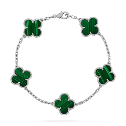Green Clover Silver Bracelet