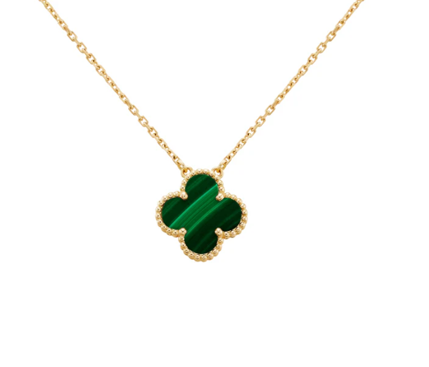 Silver Plated Green Gold Clover Necklace