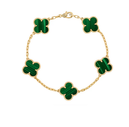 925 Sterling Silver Green Clover Bracelet
