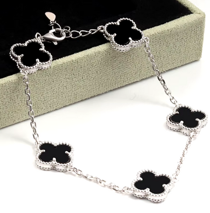Green Clover Silver Bracelet