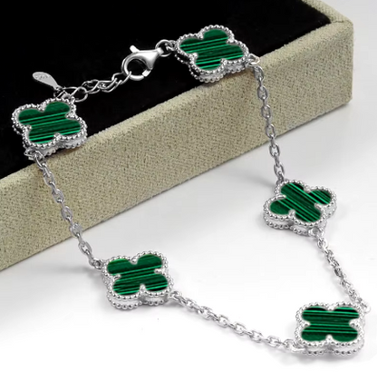 Black Clover Silver Plated Bracelet