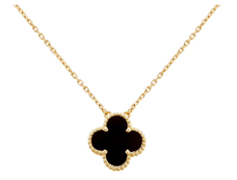 Silver Plated Green Gold Clover Necklace