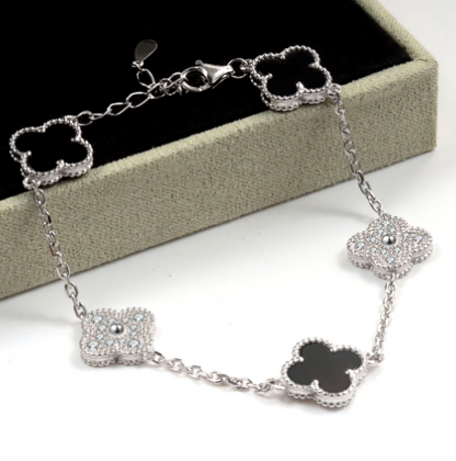 Green Clover Silver Bracelet