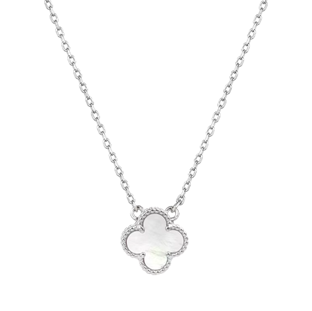 Pearl Silver Plated Clover Necklace