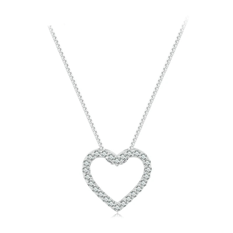 Moissanite 925 Sterling Silver Heart Necklaces