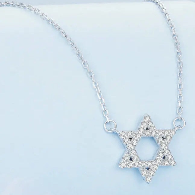 925 Sterling Silver Star of David Pendant Necklace